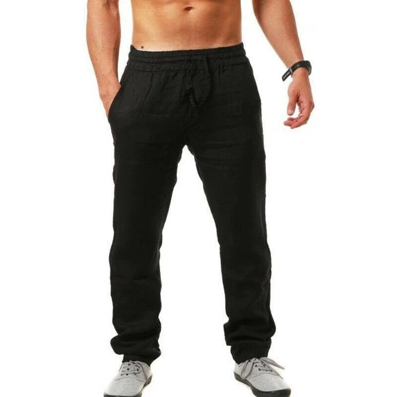 Casual Elastic Waist Linen Hip-Hop Trouser Pants - Size 4XL