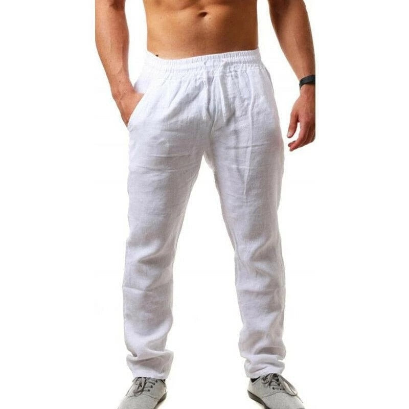 Casual Elastic Waist Linen Hip-Hop Trouser Pants - Size 4XL