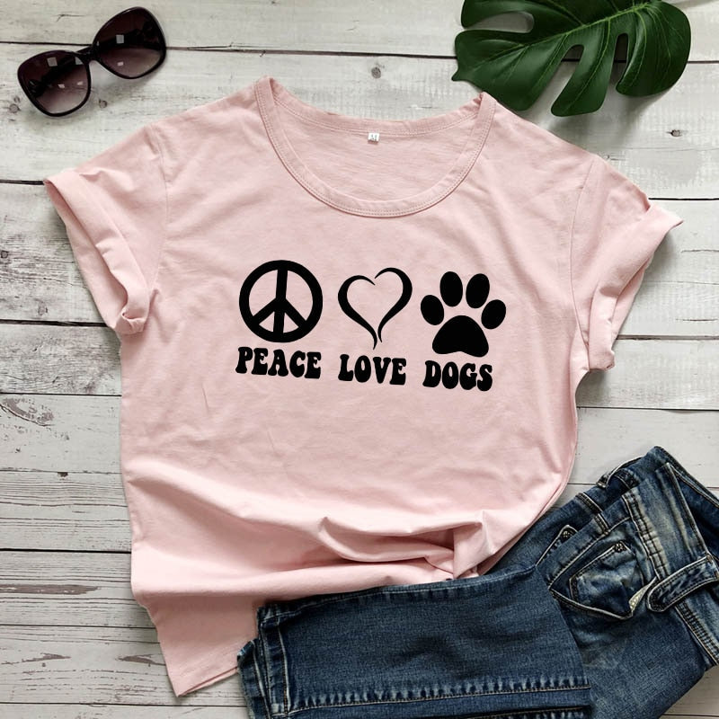 Peace Love Dogs  Aesthetic 90s Graphic Slogan Tshirt