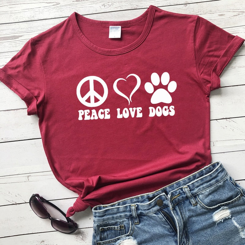 Peace Love Dogs  Aesthetic 90s Graphic Slogan Tshirt