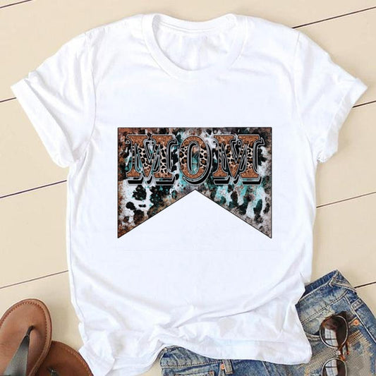 Short Sleeve Love Cartoon Print O-neck T-shirt - size small