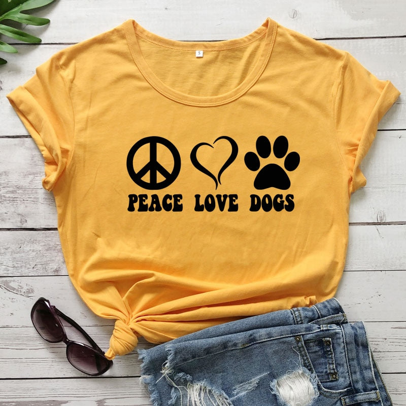 Peace Love Dogs  Aesthetic 90s Graphic Slogan Tshirt