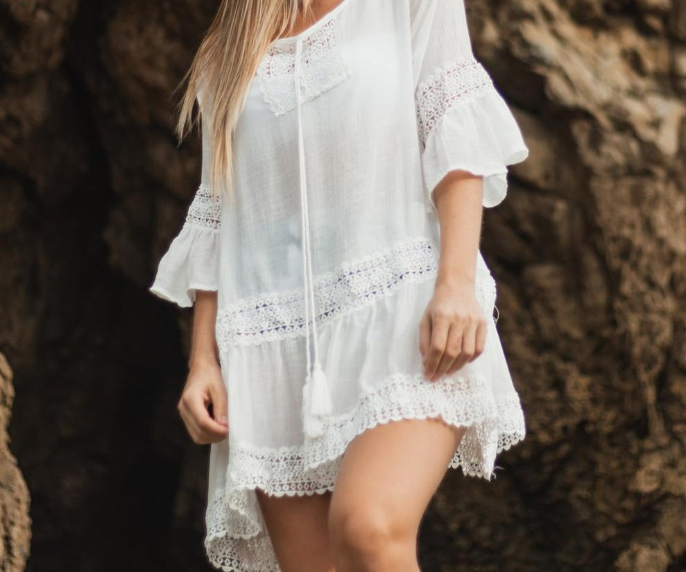 Colorful Knitted Lace-up Kimono Bathing Suit Cover Up Robe