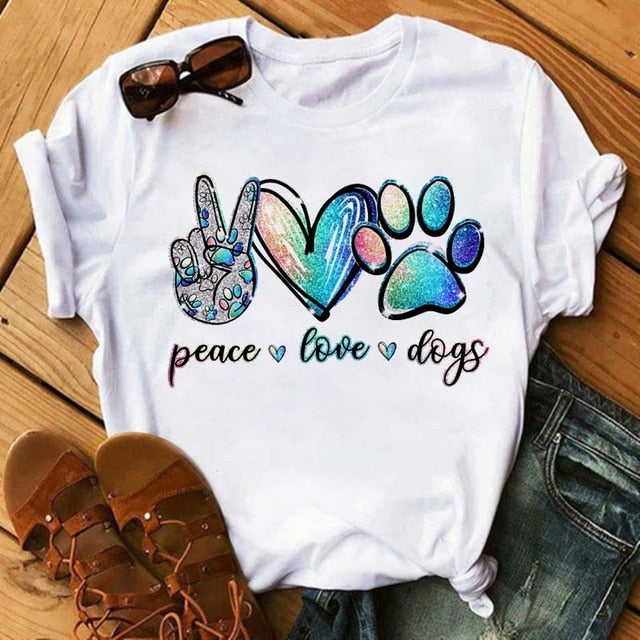 Dogs Paws, Peace & Love T-shirt