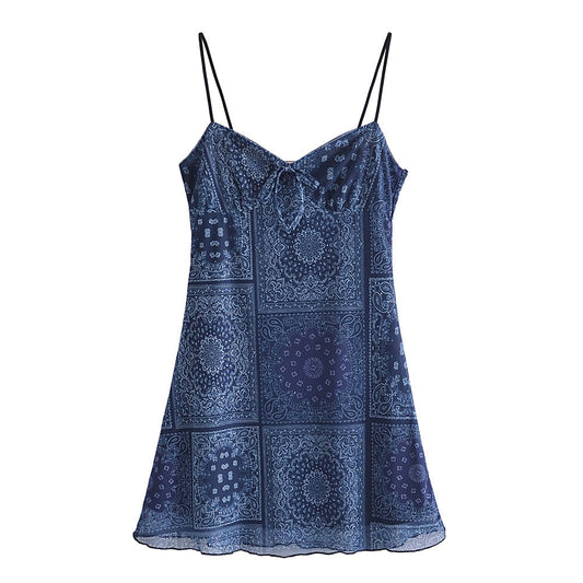 Fashion Blue Loose Sleeveless Midi Dress