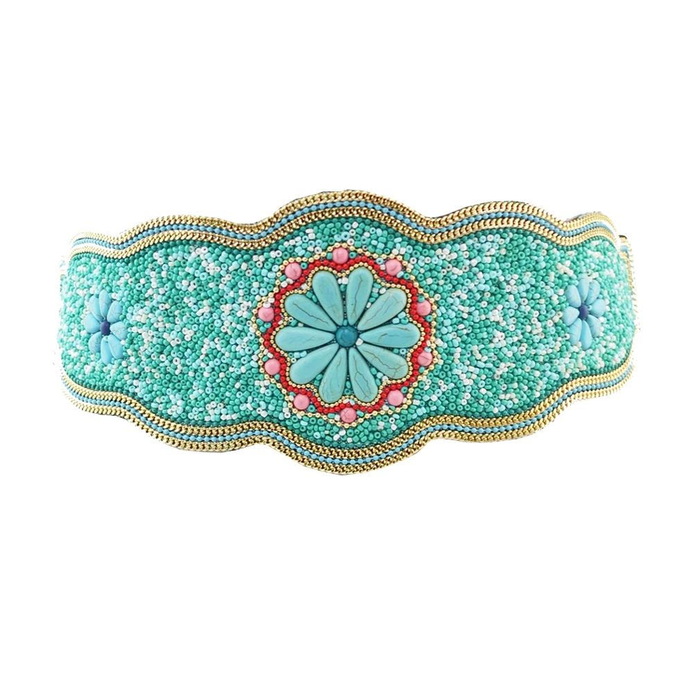 Tribal Boho Colorful Resin Beads Stone Wide Belt