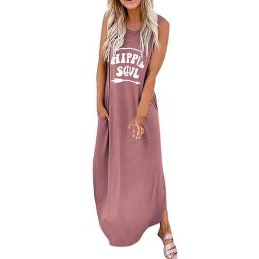 Casual Loose Muticolor Straight Long Maxi Summer Dress