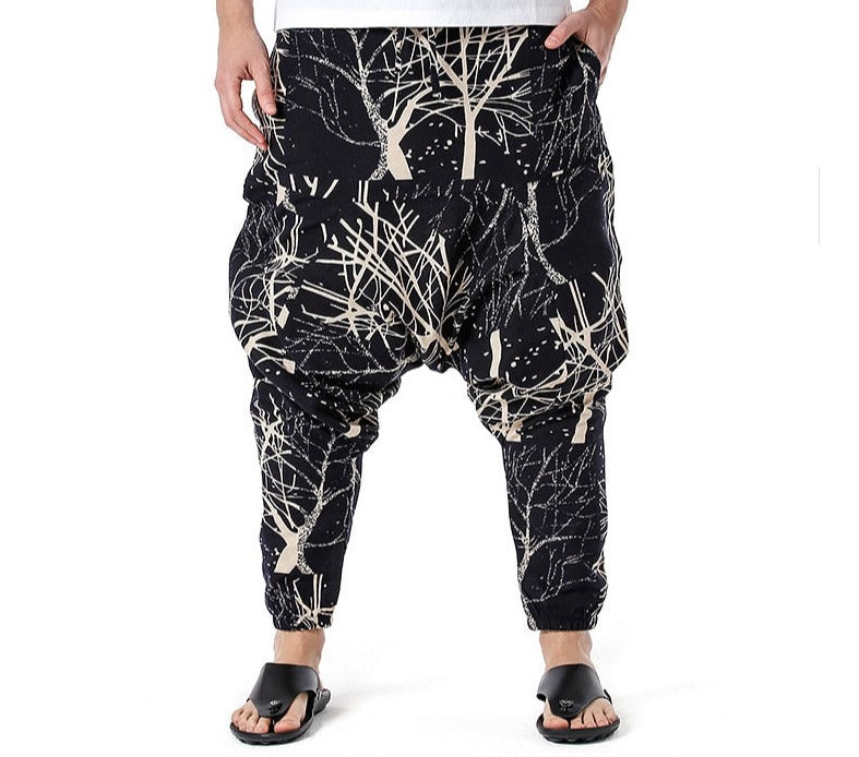 Casual Cotton Yoga Drop Crotch Joggers Sweatpants-Small Size