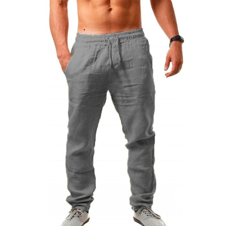 Casual Elastic Waist Linen Hip-Hop Trouser Pants - Size 4XL