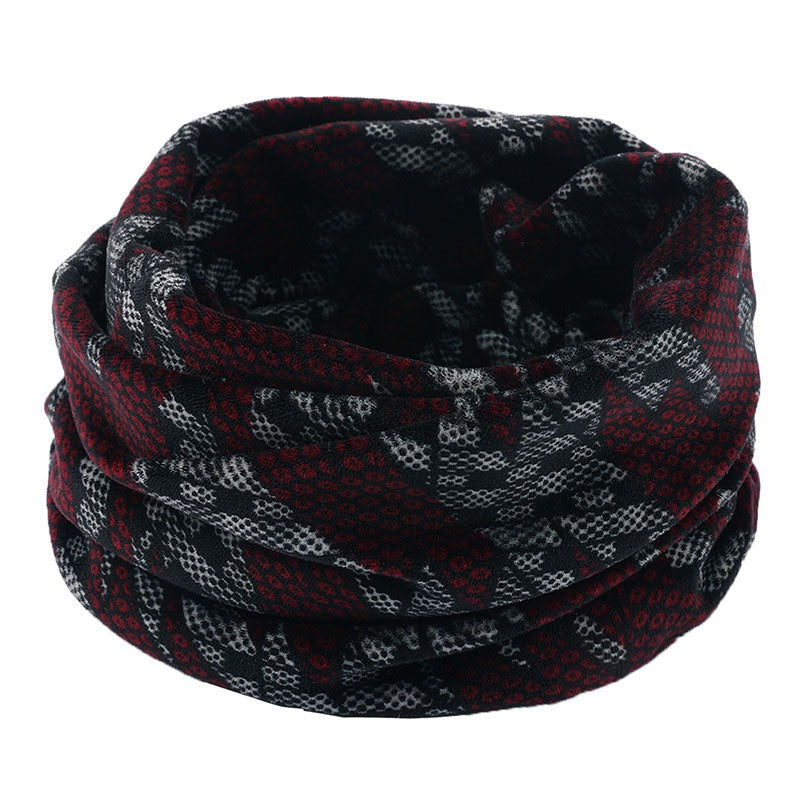 Wool Snood Knitted Winter Warm Plaid Print Chunky Neck Scarf