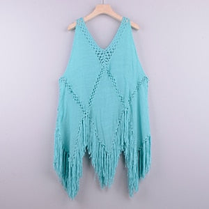 Sexy Mesh Knitted Tunic Swimsuit Cover-Up Dress