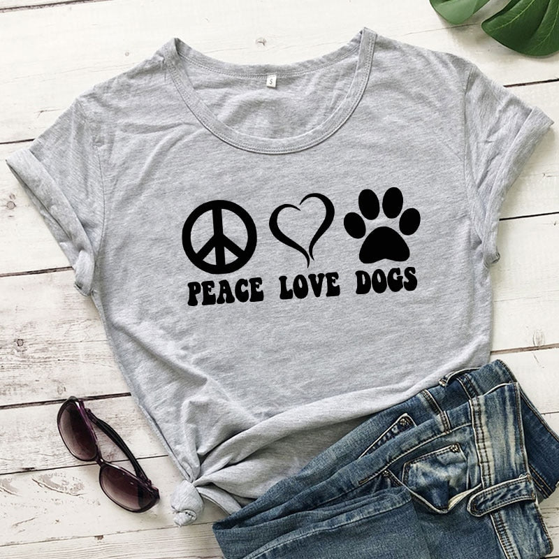 Peace Love Dogs  Aesthetic 90s Graphic Slogan Tshirt