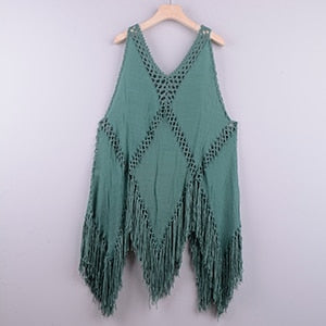 Sexy Mesh Knitted Tunic Swimsuit Cover-Up Dress