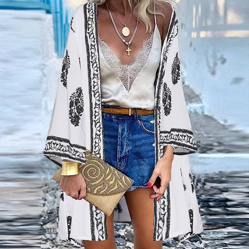 Vintage Floral Long Sleeve Loose Kimono
