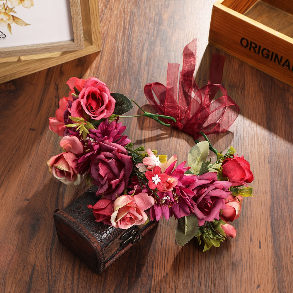 Boho Handmade Garland Flowers Wreath Headdress