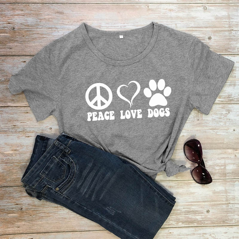 Peace Love Dogs  Aesthetic 90s Graphic Slogan Tshirt