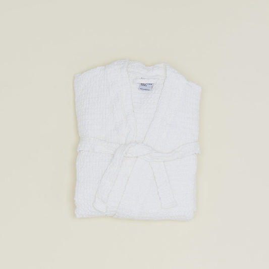 Simple Waffle Bathrobe - White