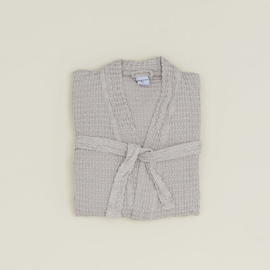 Simple Waffle Bathrobe - Light Grey