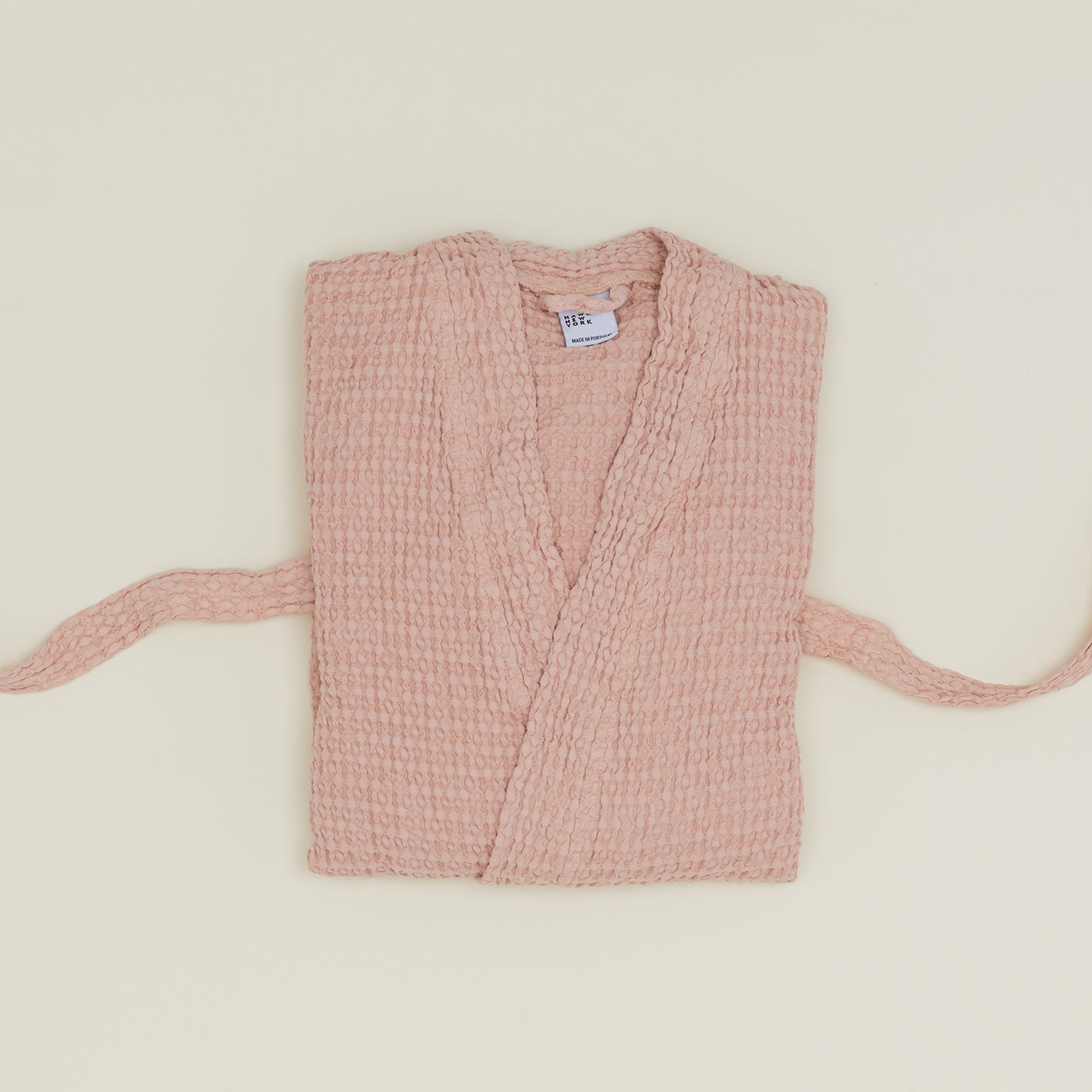 Simple Waffle Bathrobe - Blush