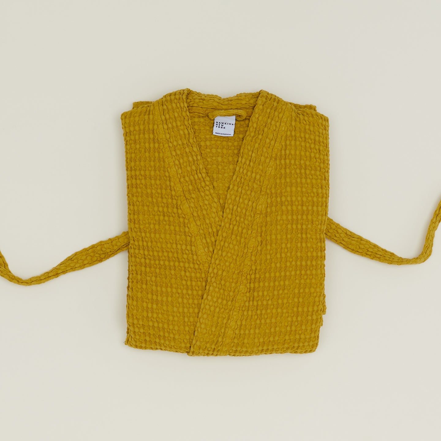 Simple Waffle Bathrobe - Mustard