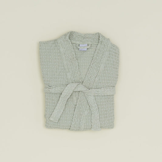 Simple Waffle Bathrobe - Sage