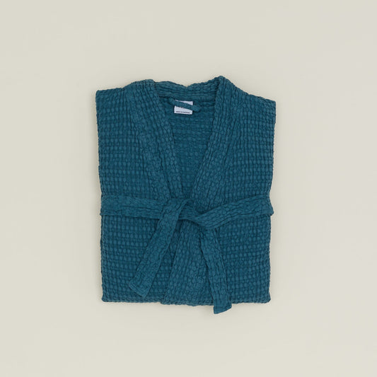 Simple Waffle Bathrobe - Peacock