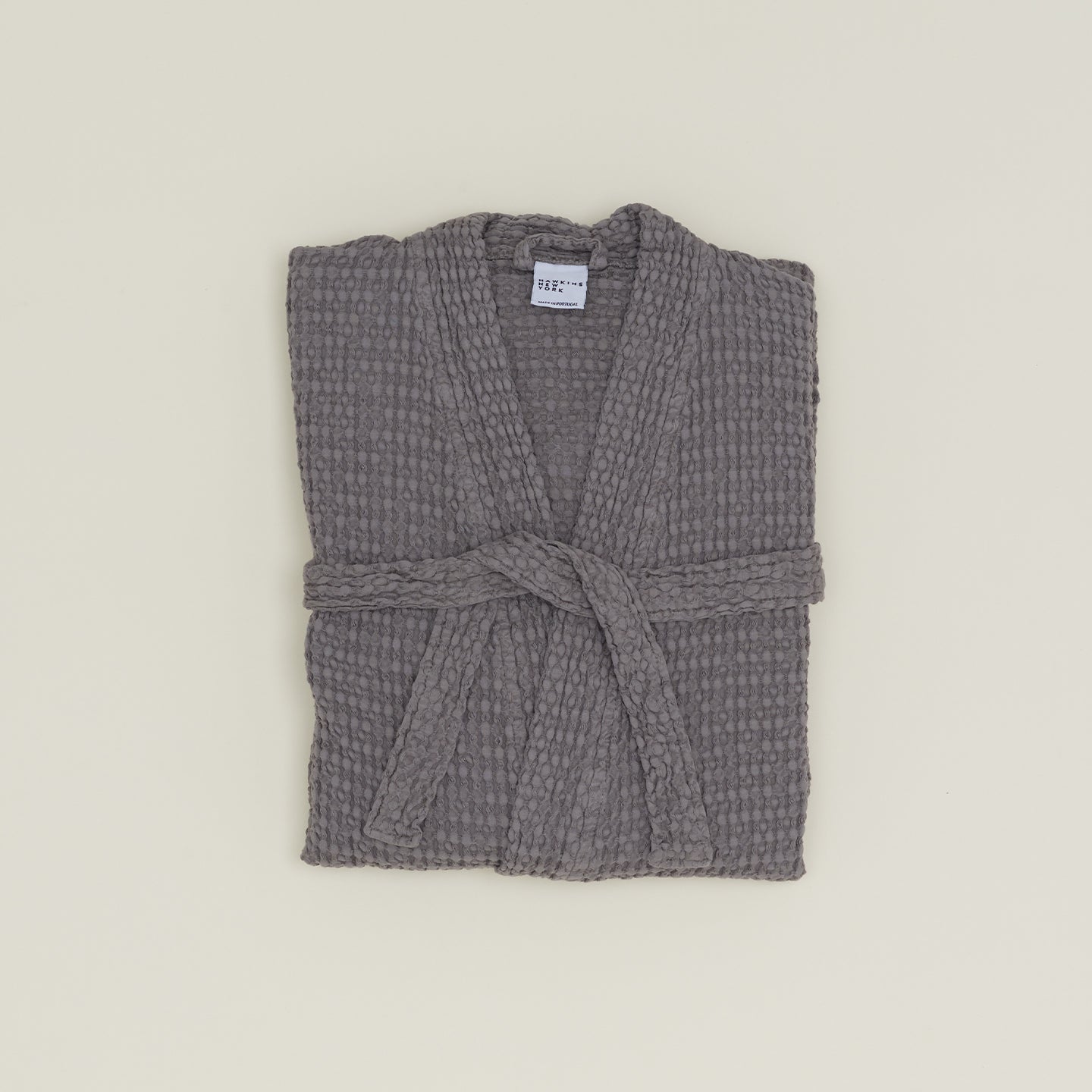 Simple Waffle Bathrobe - Dark Grey