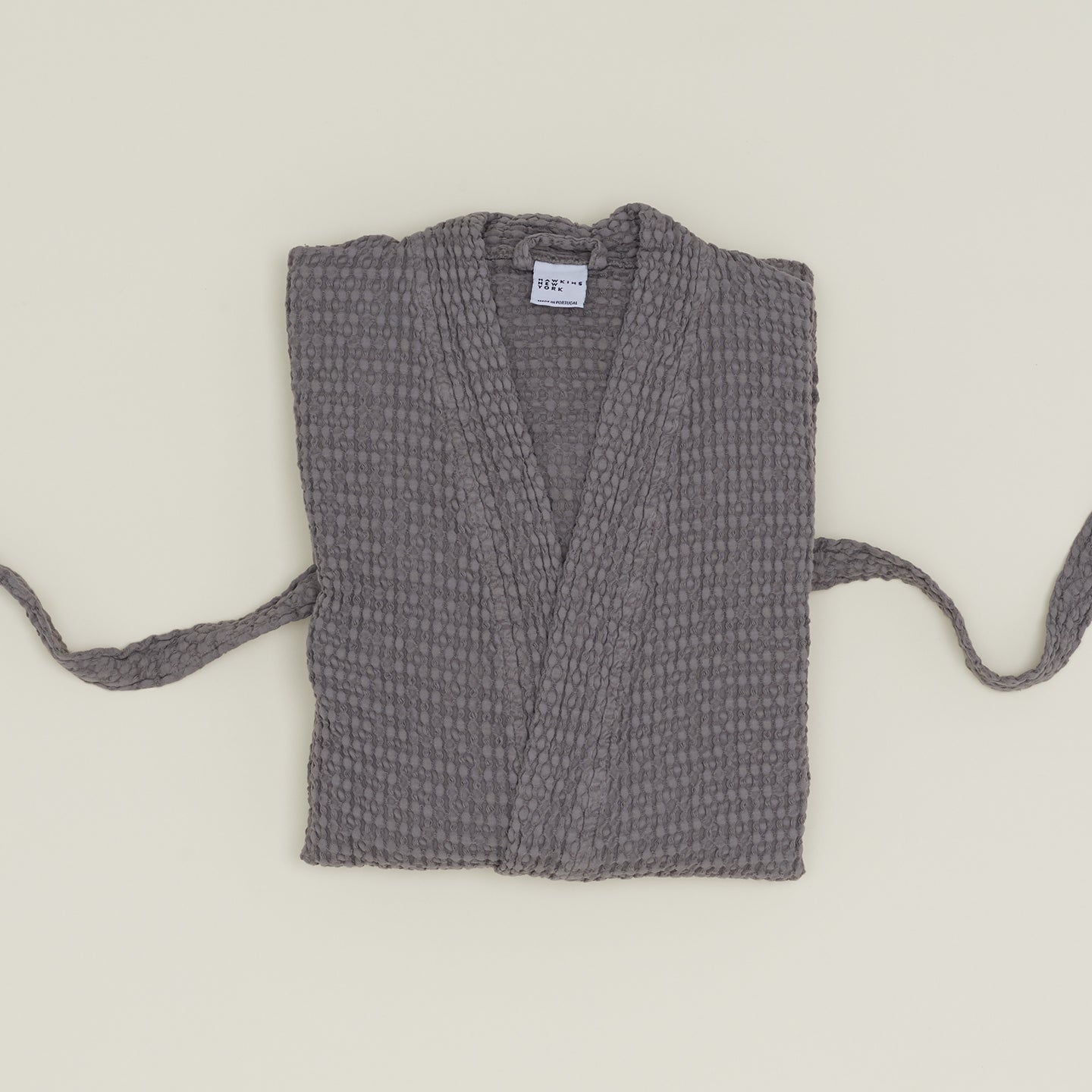 Simple Waffle Bathrobe - Dark Grey