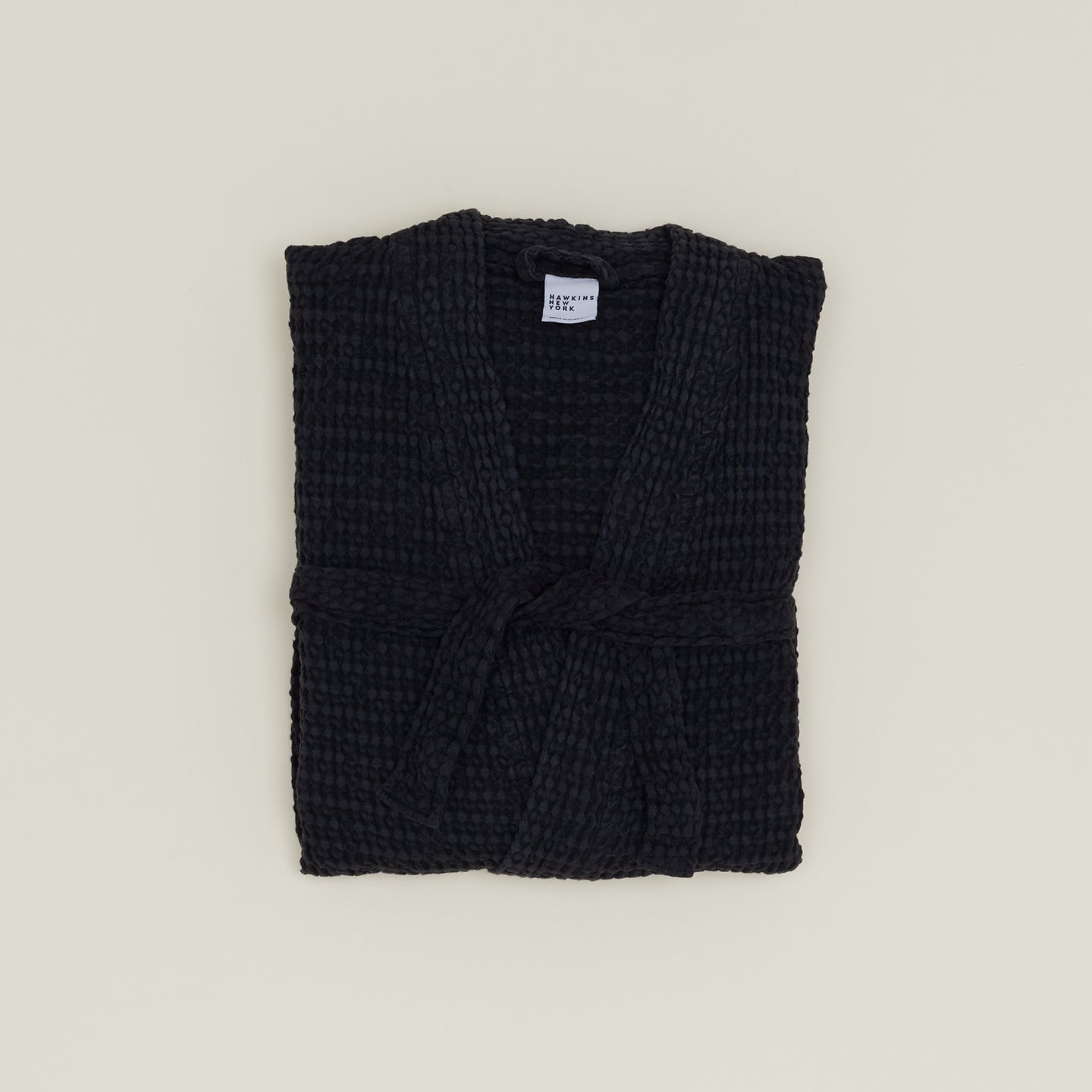 Simple Waffle Bathrobe - Black