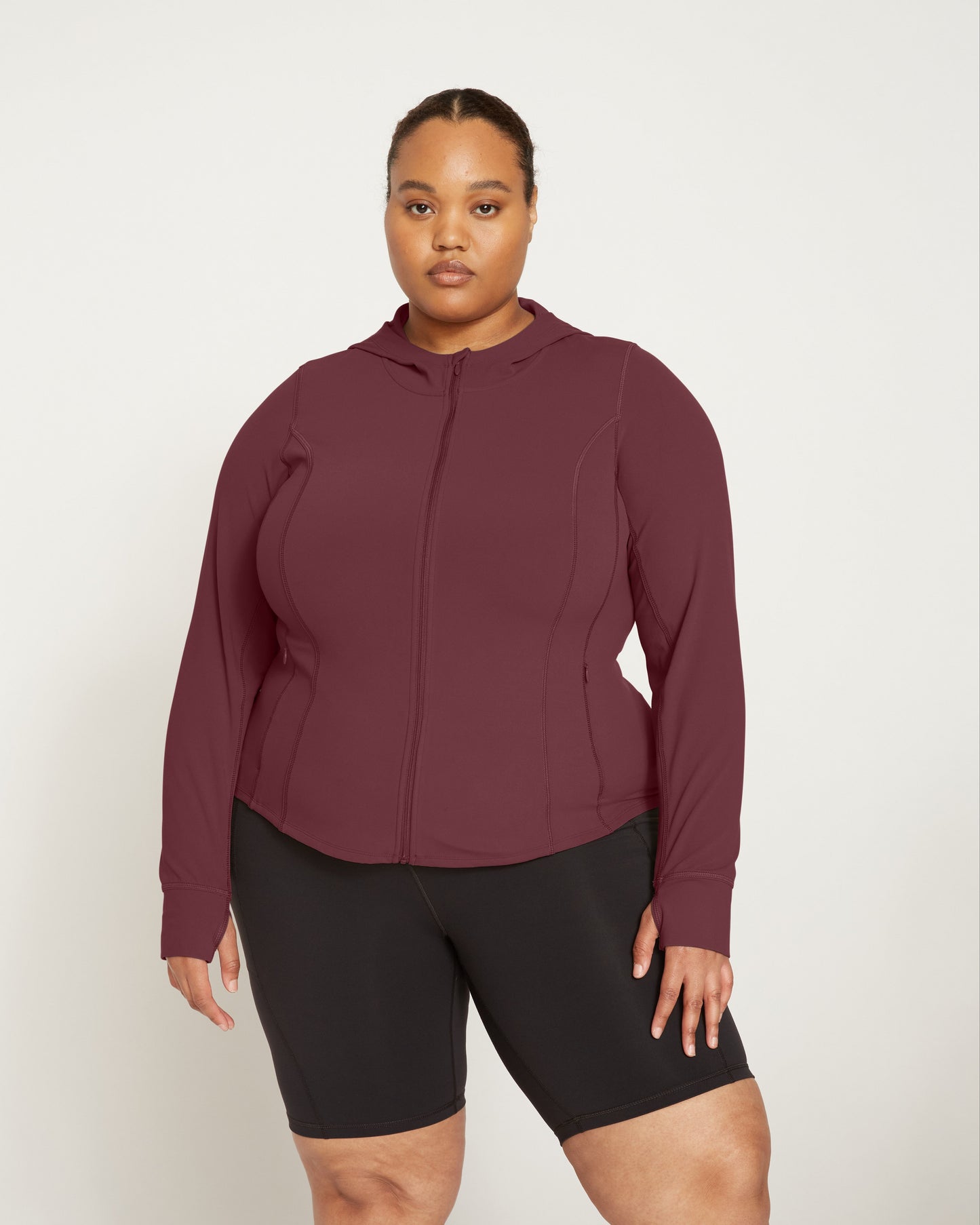Next-to-Naked Hooded Zip Jacket - Black Cherry