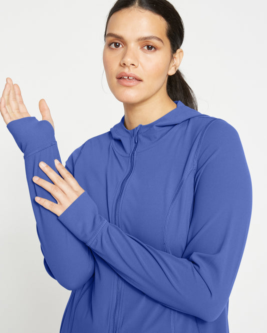 Next-to-Naked Hooded Zip Jacket - Rich Cobalt