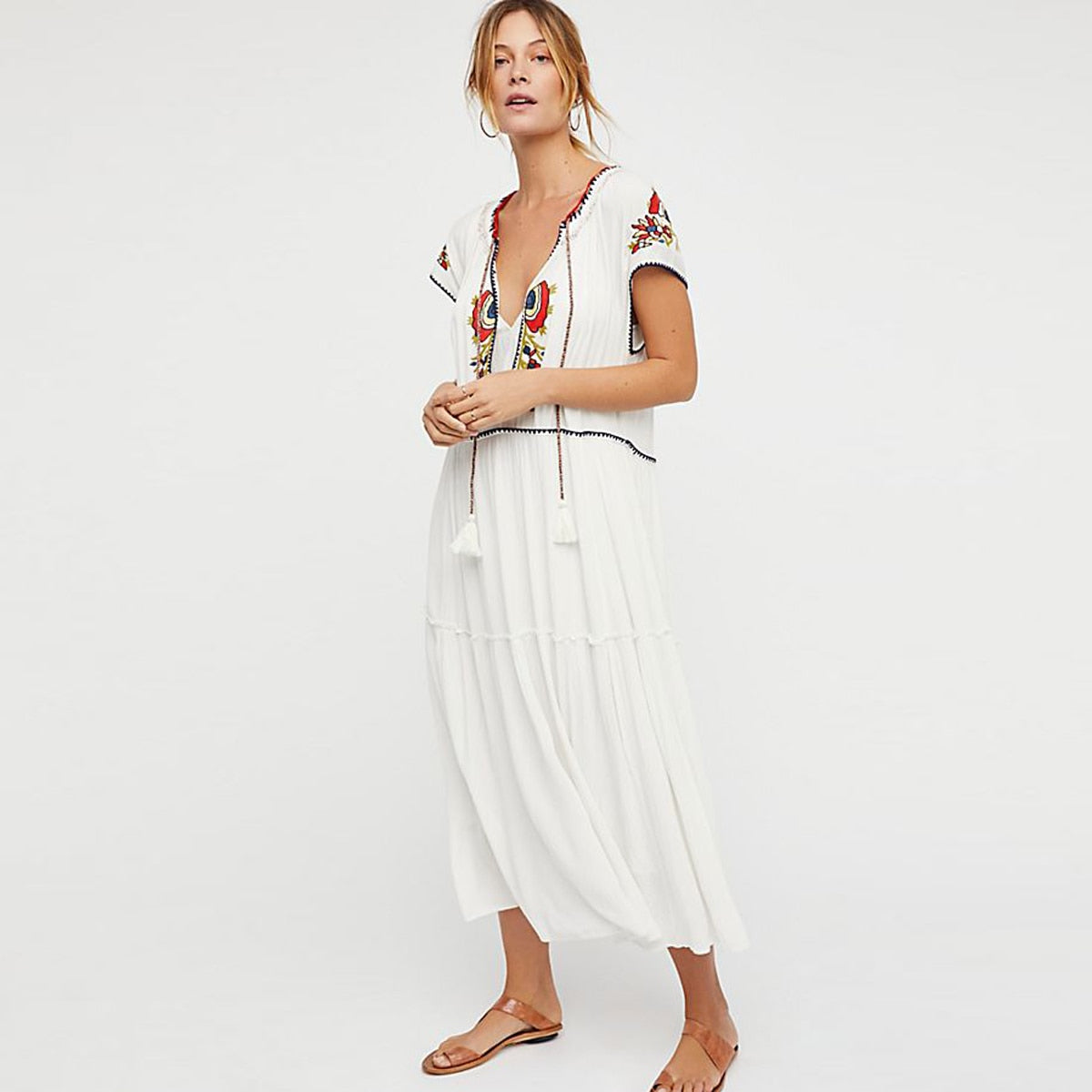 Tassel V-Neck Maxi Dress