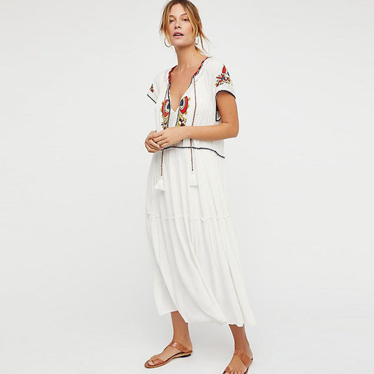 Tassel V-Neck Maxi Dress