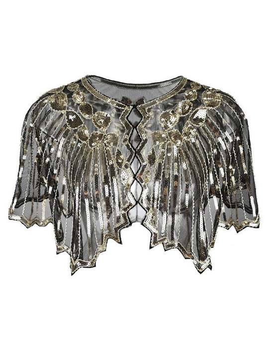 Vintage Geometric Sequin Beaded Flapper Cover Up