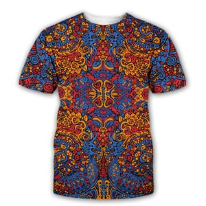 3D Trippy Streetwear Glow in the Dark T shirt - size Asian size S