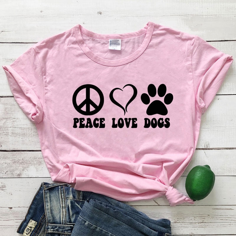 Peace Love Dogs  Aesthetic 90s Graphic Slogan Tshirt