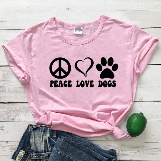 Peace Love Dogs  Aesthetic 90s Graphic Slogan Tshirt