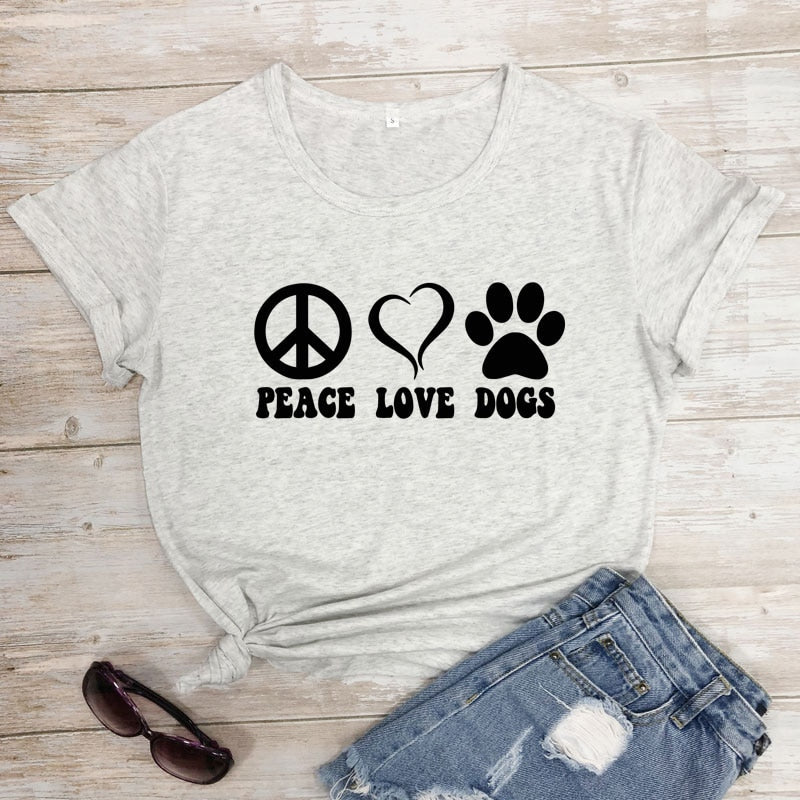 Peace Love Dogs  Aesthetic 90s Graphic Slogan Tshirt
