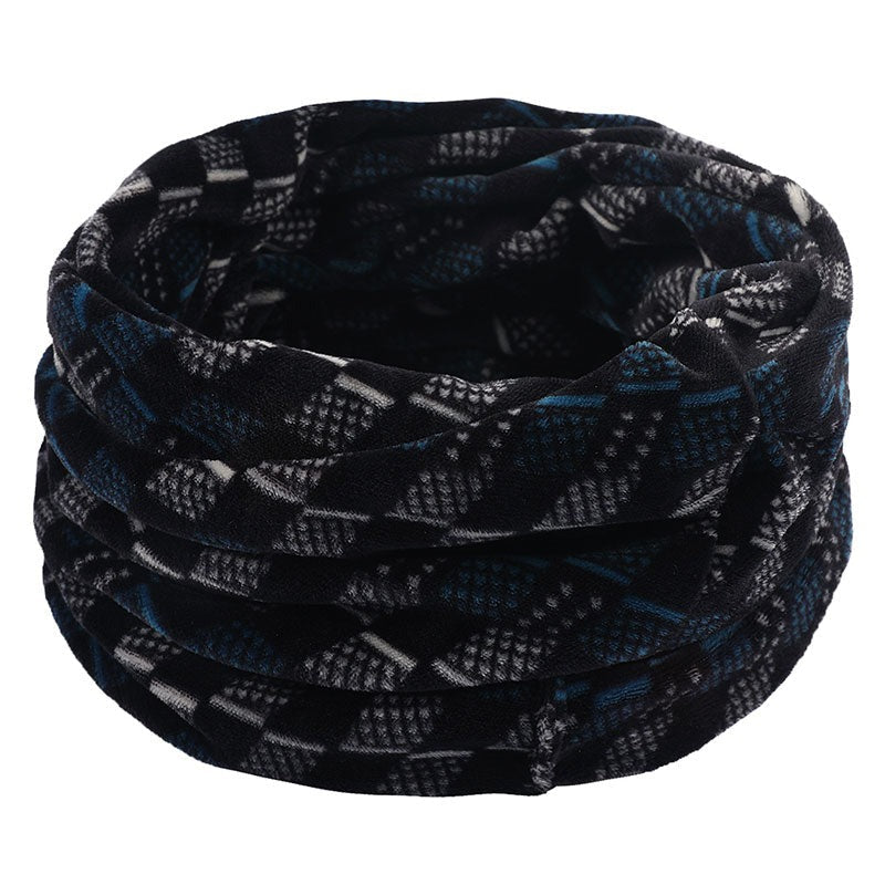 Wool Snood Knitted Winter Warm Plaid Print Chunky Neck Scarf