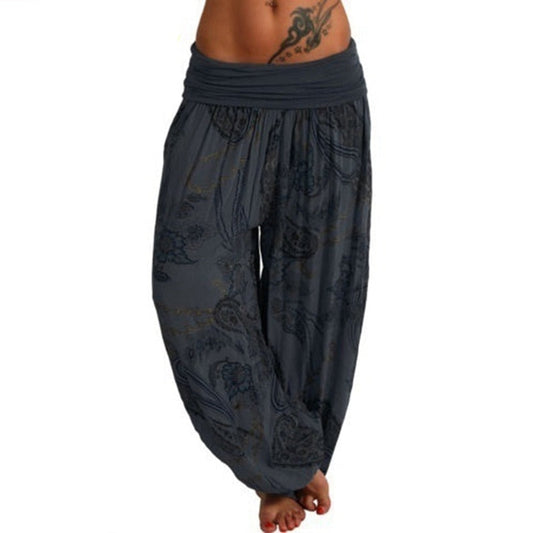 Boho Paisley Print Ankle Tied Baggy Loose Trousers