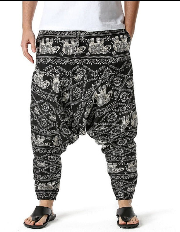 Casual Cotton Yoga Drop Crotch Joggers Sweatpants-Small Size