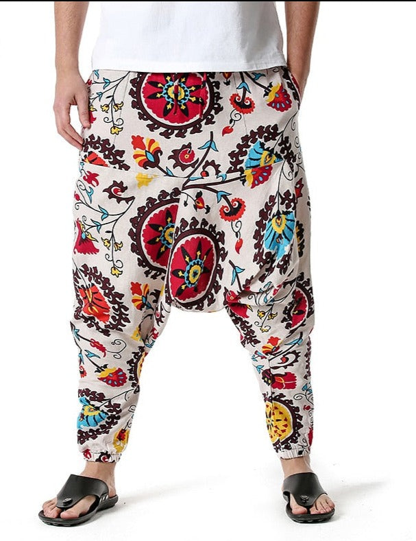 Casual Cotton Yoga Drop Crotch Joggers Sweatpants-Small Size