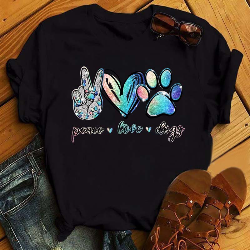 Dogs Paws, Peace & Love T-shirt