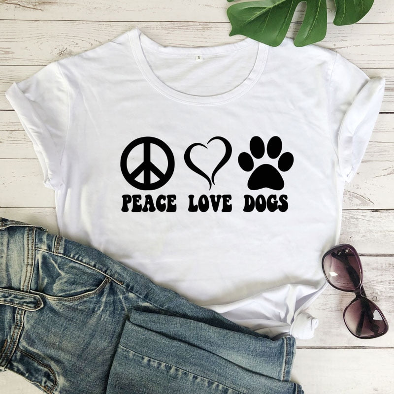 Peace Love Dogs  Aesthetic 90s Graphic Slogan Tshirt