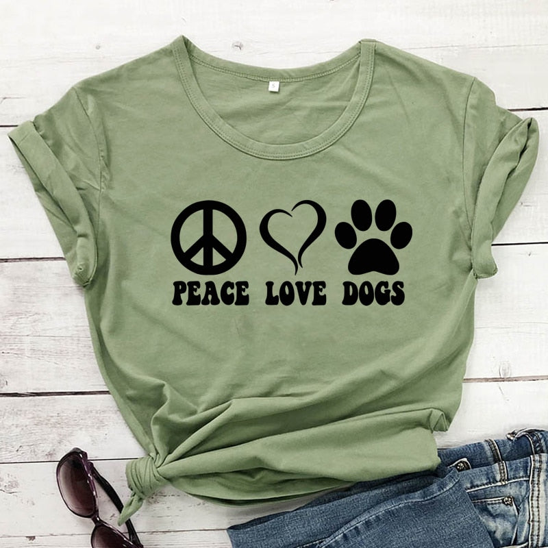 Peace Love Dogs  Aesthetic 90s Graphic Slogan Tshirt