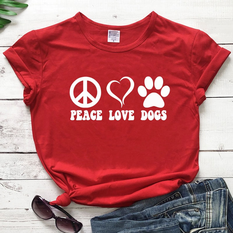 Peace Love Dogs  Aesthetic 90s Graphic Slogan Tshirt