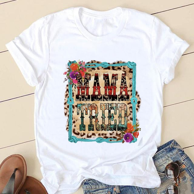 Short Sleeve Love Cartoon Print O-neck T-shirt - size small