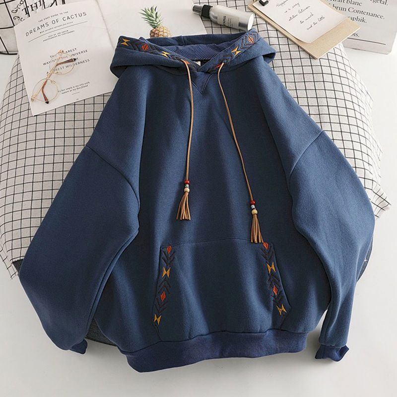 Velvet Thick Niche Embroidered Casual Hooded Jacket
