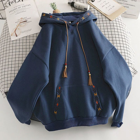 Velvet Thick Niche Embroidered Casual Hooded Jacket