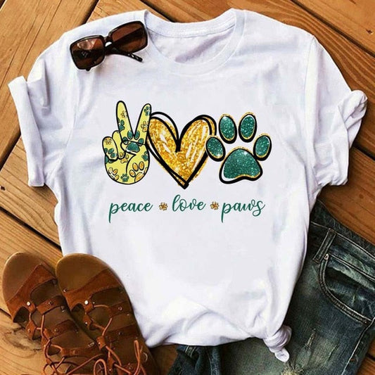 Dogs Paws, Peace & Love T-shirt